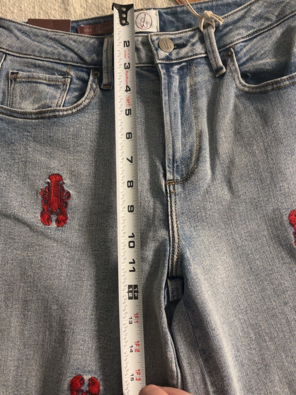 Womens Driftwood Jeans with Red Lobster Embroidery - Picture 5 of 7